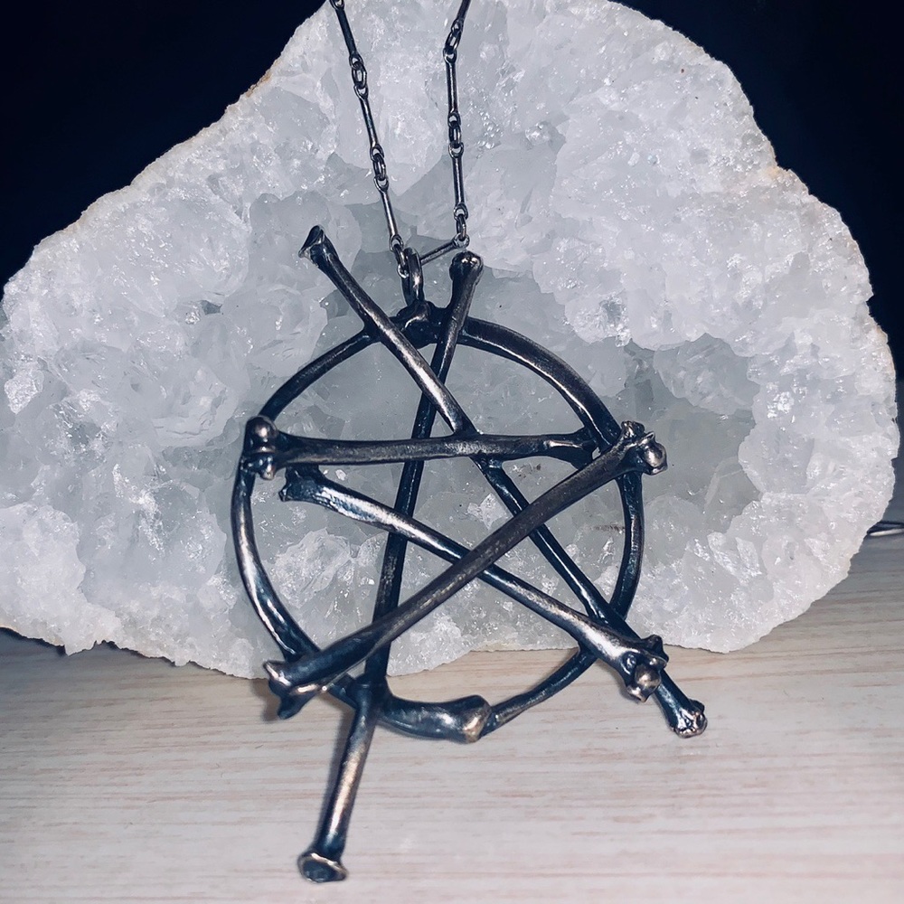 Bloodmilk Mini Snake Rib & Bat Wing Bone Pentacle